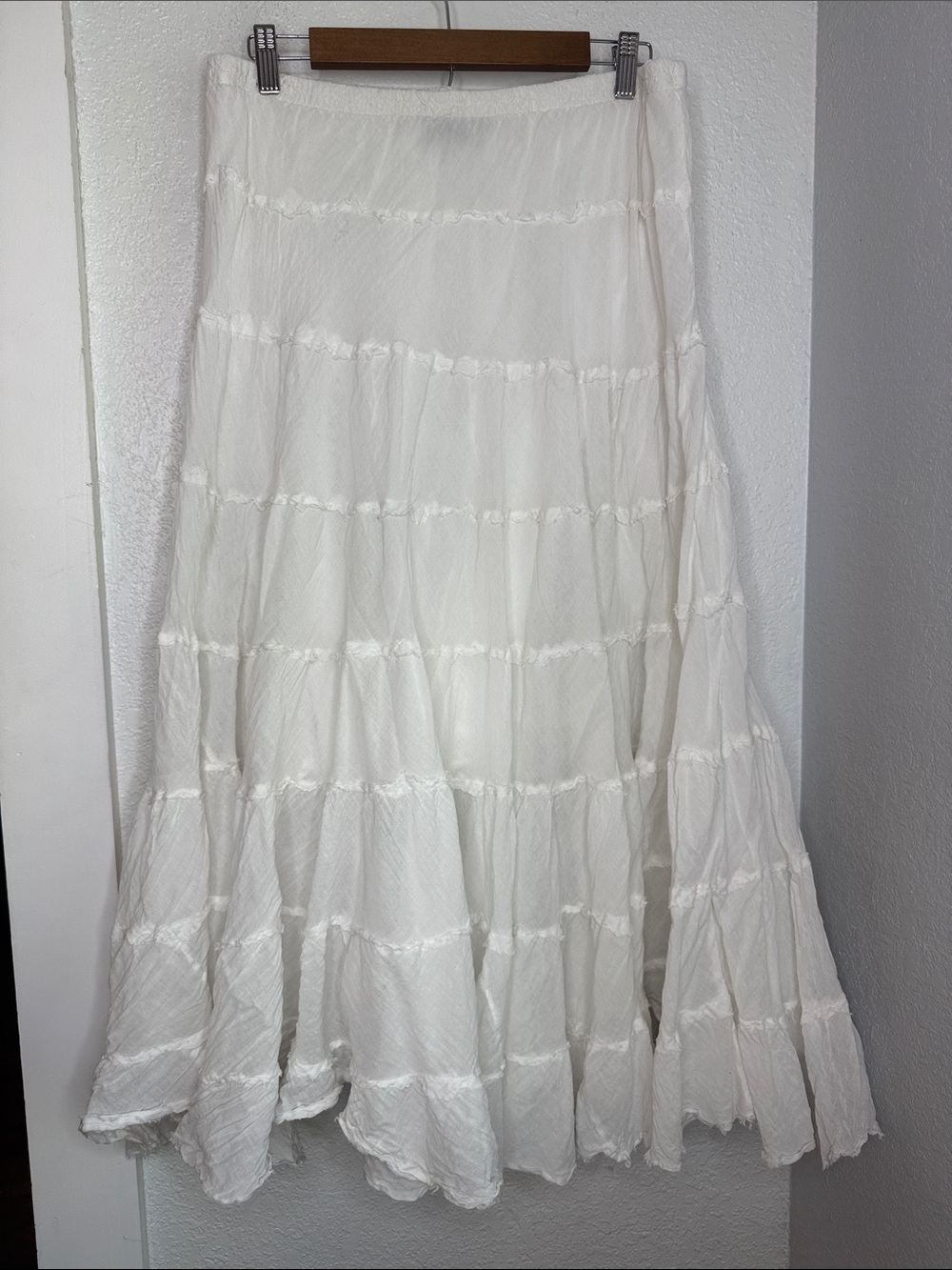 Ruby ’n’ Style White Tiered Boho Maxi Skirt Size 1X Cotton Gauze Cottagecore
